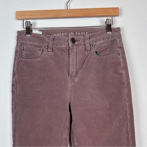 American Eagle Corduroy Hi Rise Crop Flare Purple Mauve 4 Long - Picture 2 of 10